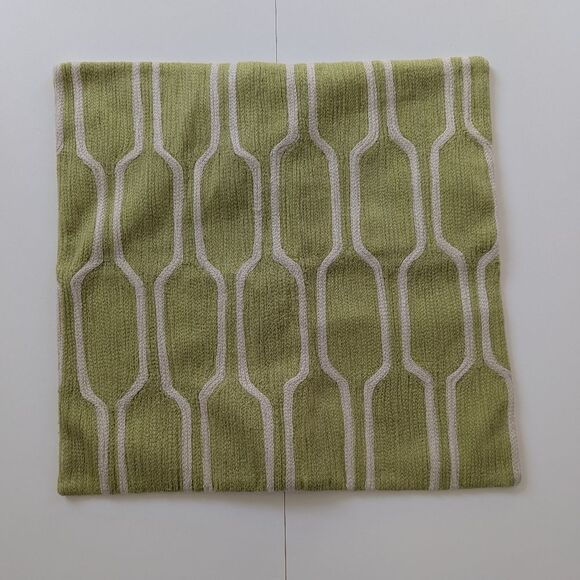 West Elm Green and White Accent Pillow Cover 18" x 18" - Picture 2 of 7